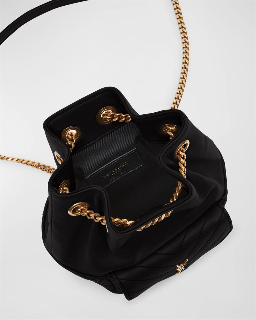 Saint Laurent Joe Mini YSL Bucket Bag with Adjustable Strap in Smooth Leather - FrasersFashion