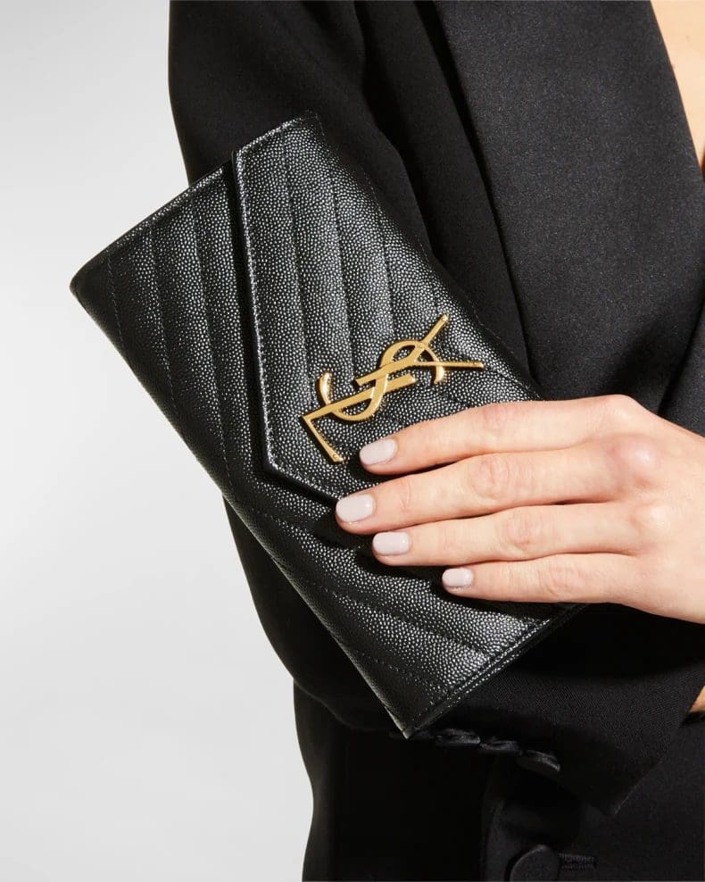 YSL Monogram Large Flap Wallet in Grained Leather - FrasersFashion