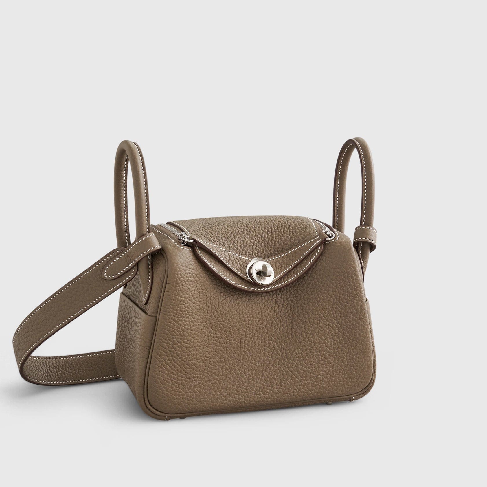 HERMES Lindy 20 Clemence Etoupe Palladium Hardware - FrasersFashion