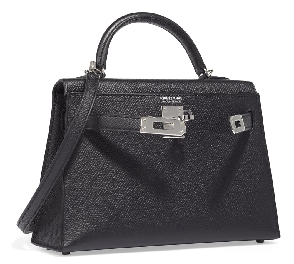 HERMES Kelly Touch Mini Lizard, Veau Madame Black Palladium Hardware - FrasersFashion