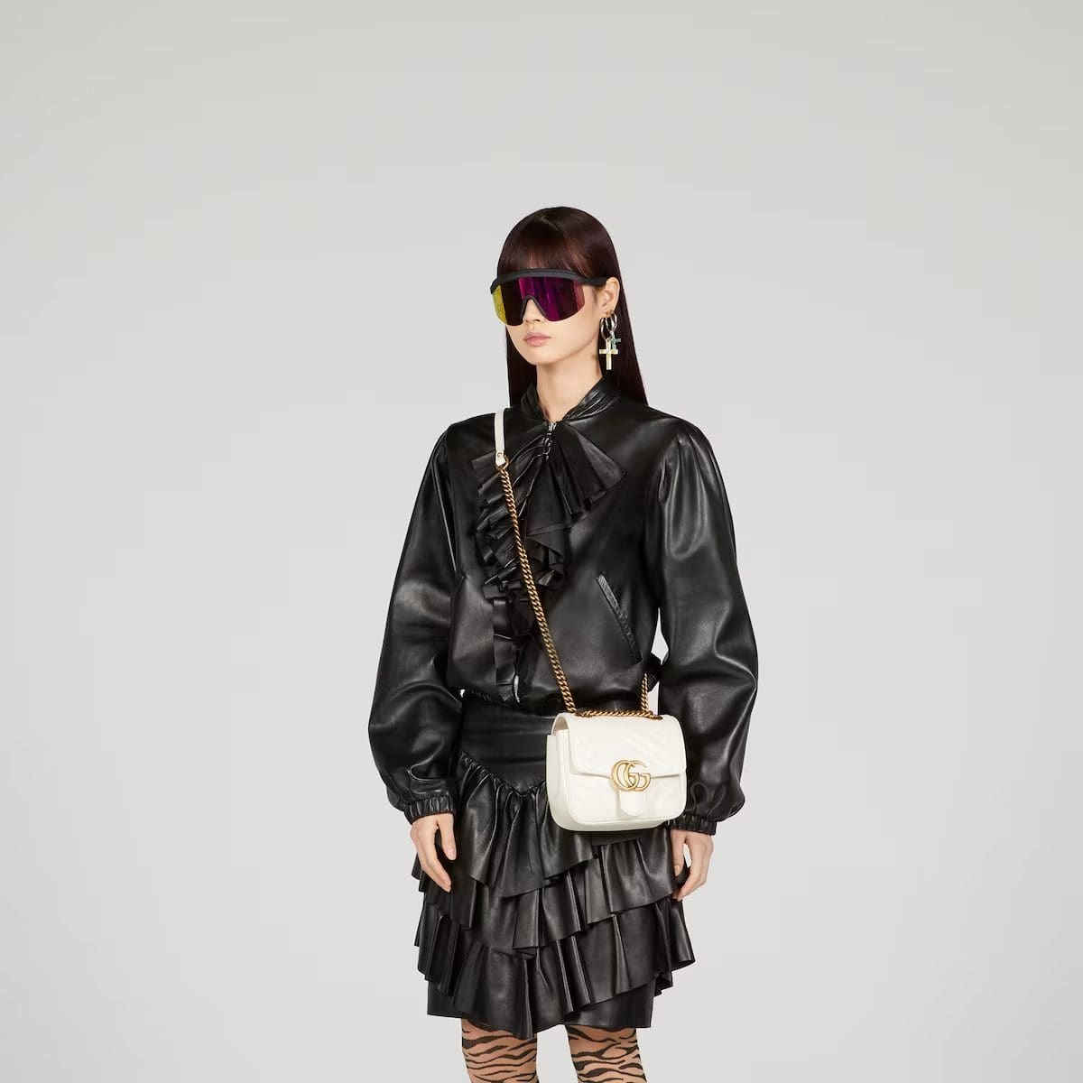 GUCCI MARMONT MINI SHOULDER BAG (White) - FrasersFashion