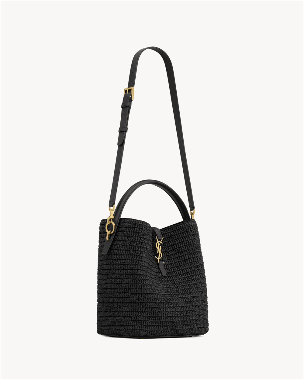 Saint Laurent le 37 in woven raffia and vegetable-tanned leather - FrasersFashion