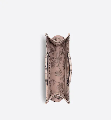 LARGE DIOR BOOK TOTE Powder Pink DIOR Jardin Botanique Embroidery (42 x 35 x 18.5 cm) - FrasersFashion