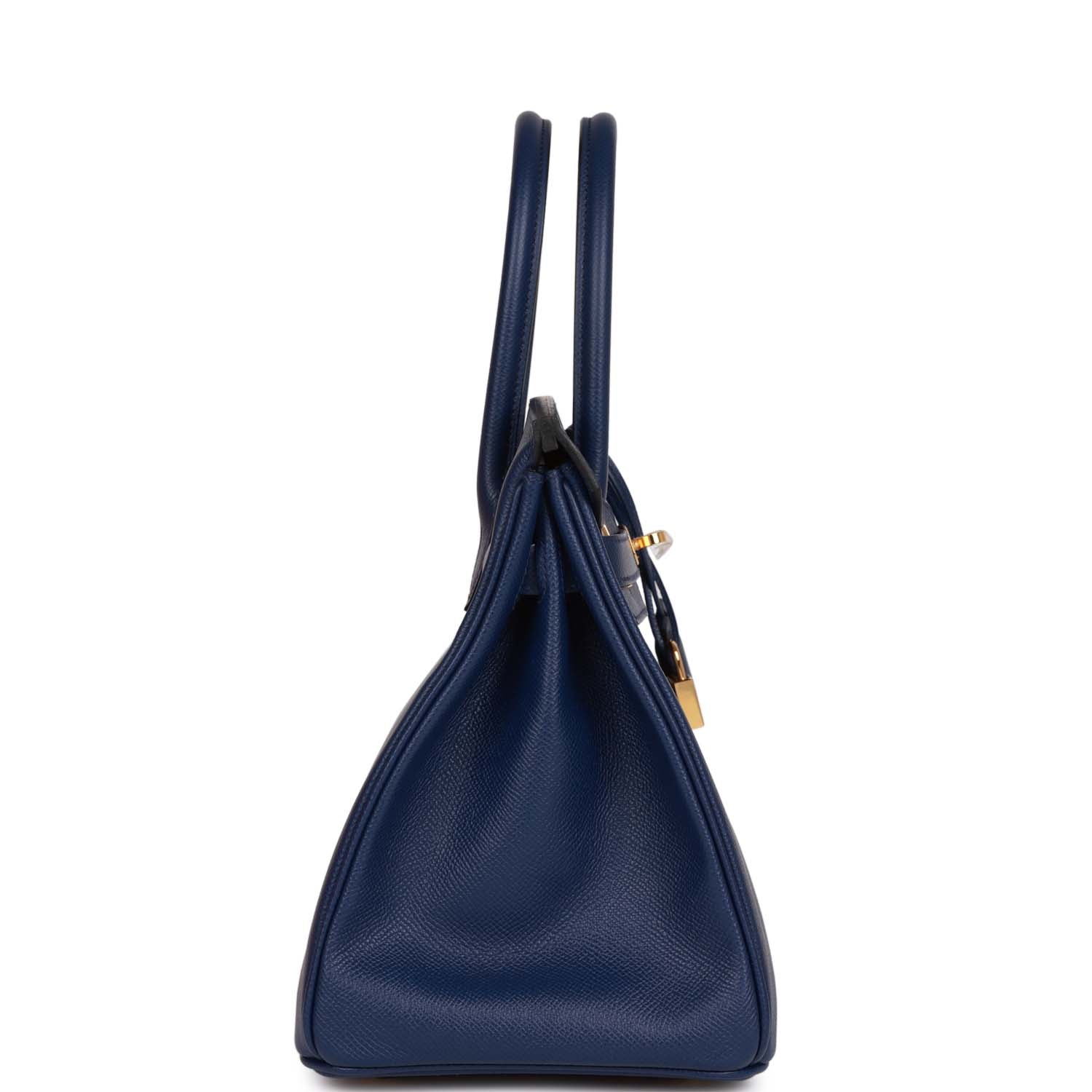 HERMES Birkin 30 Bleu Saphir Epsom Gold Hardware - FrasersFashion
