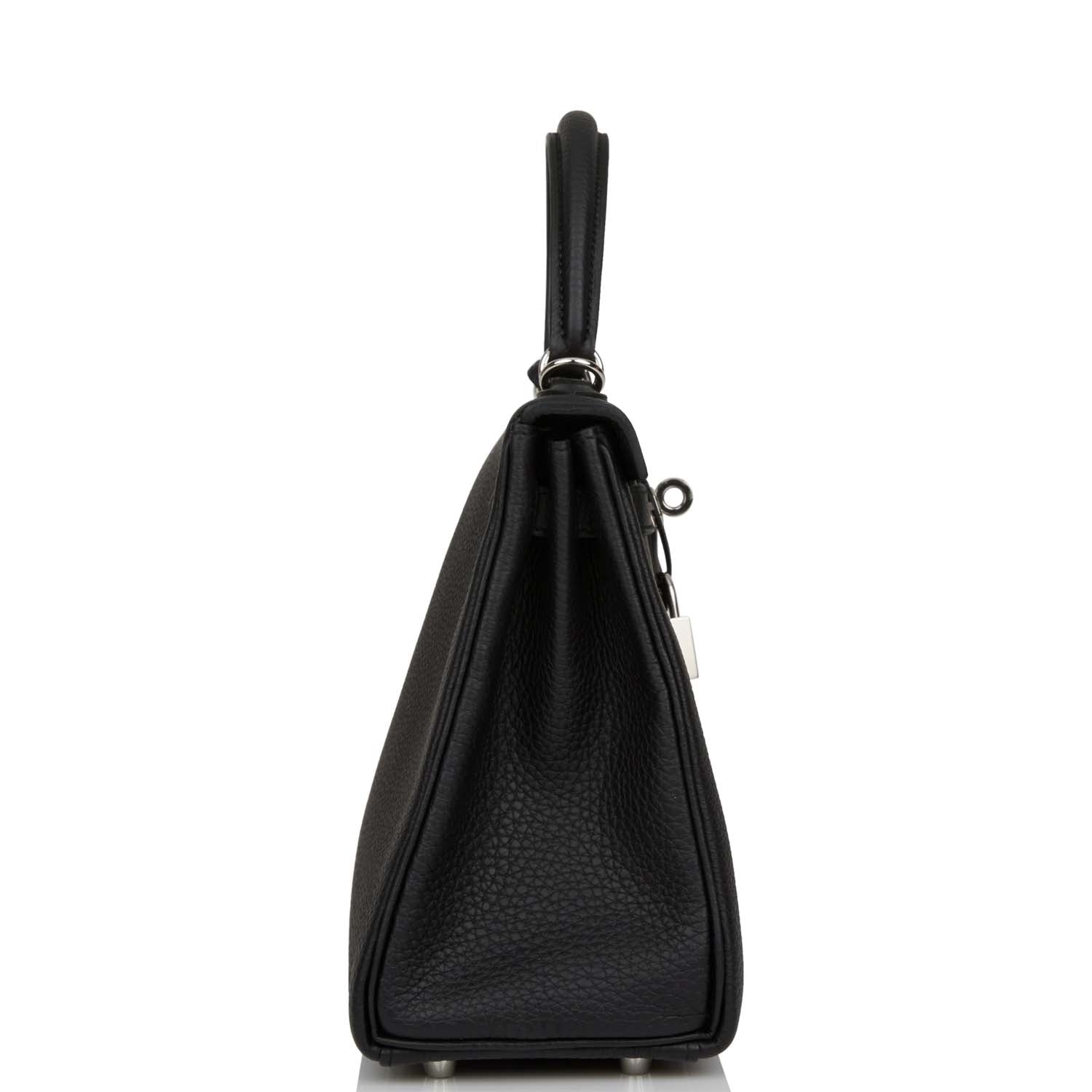 HERMES Kelly Retourne 25 Black Togo Palladium Hardware - FrasersFashion