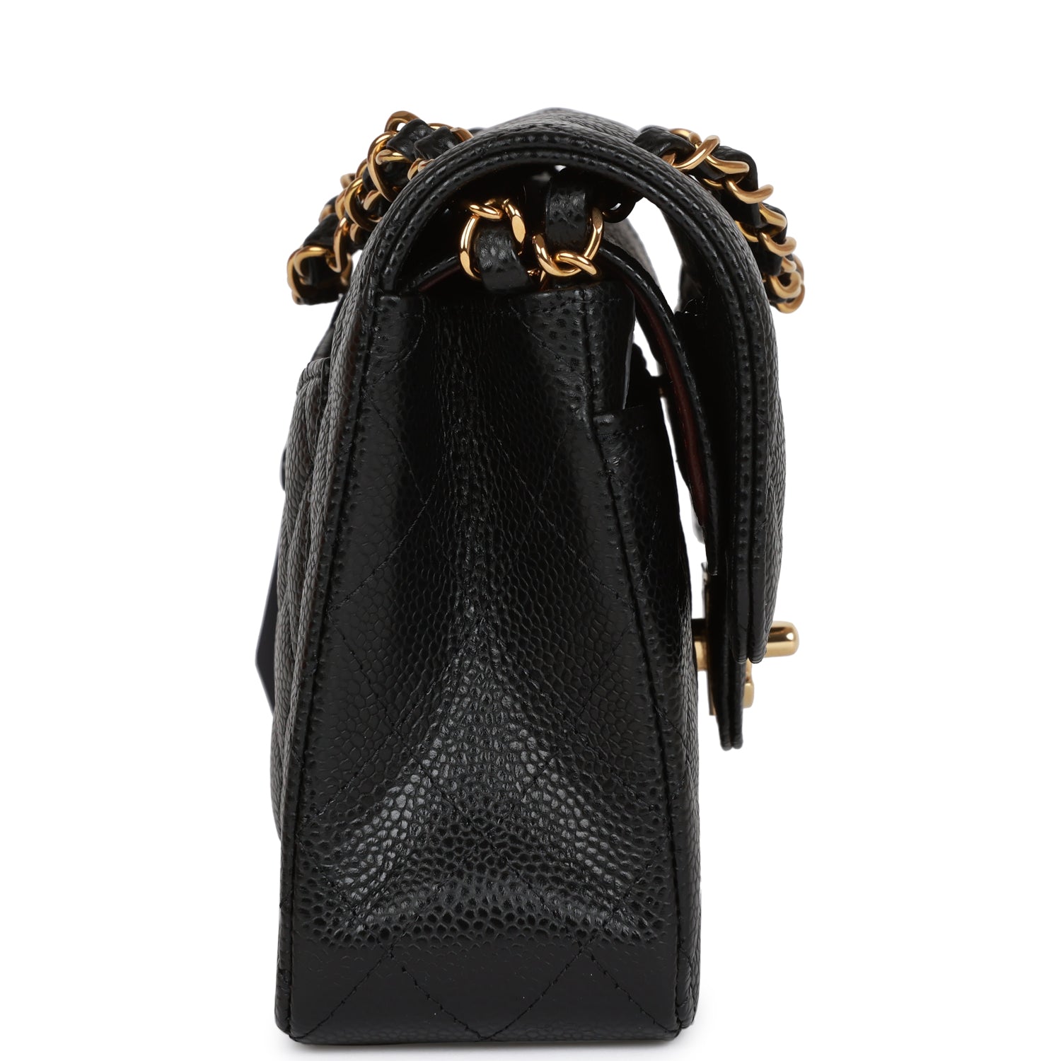 CHANEL Small Classic Double Flap Black Caviar Gold Hardware - FrasersFashion