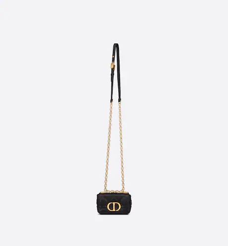 MICRO DIOR CARO BAG Black Supple Cannage Calfskin - FrasersFashion