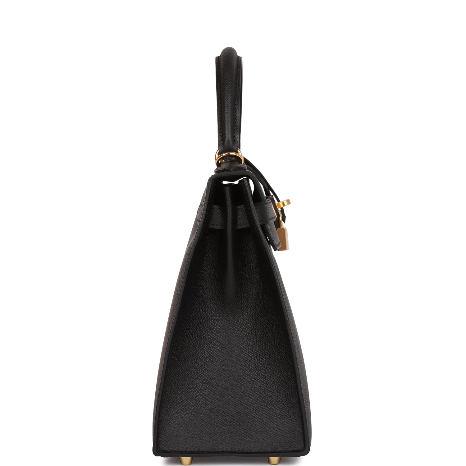HERMES Kelly Sellier 28 Black Epsom Gold Hardware - FrasersFashion