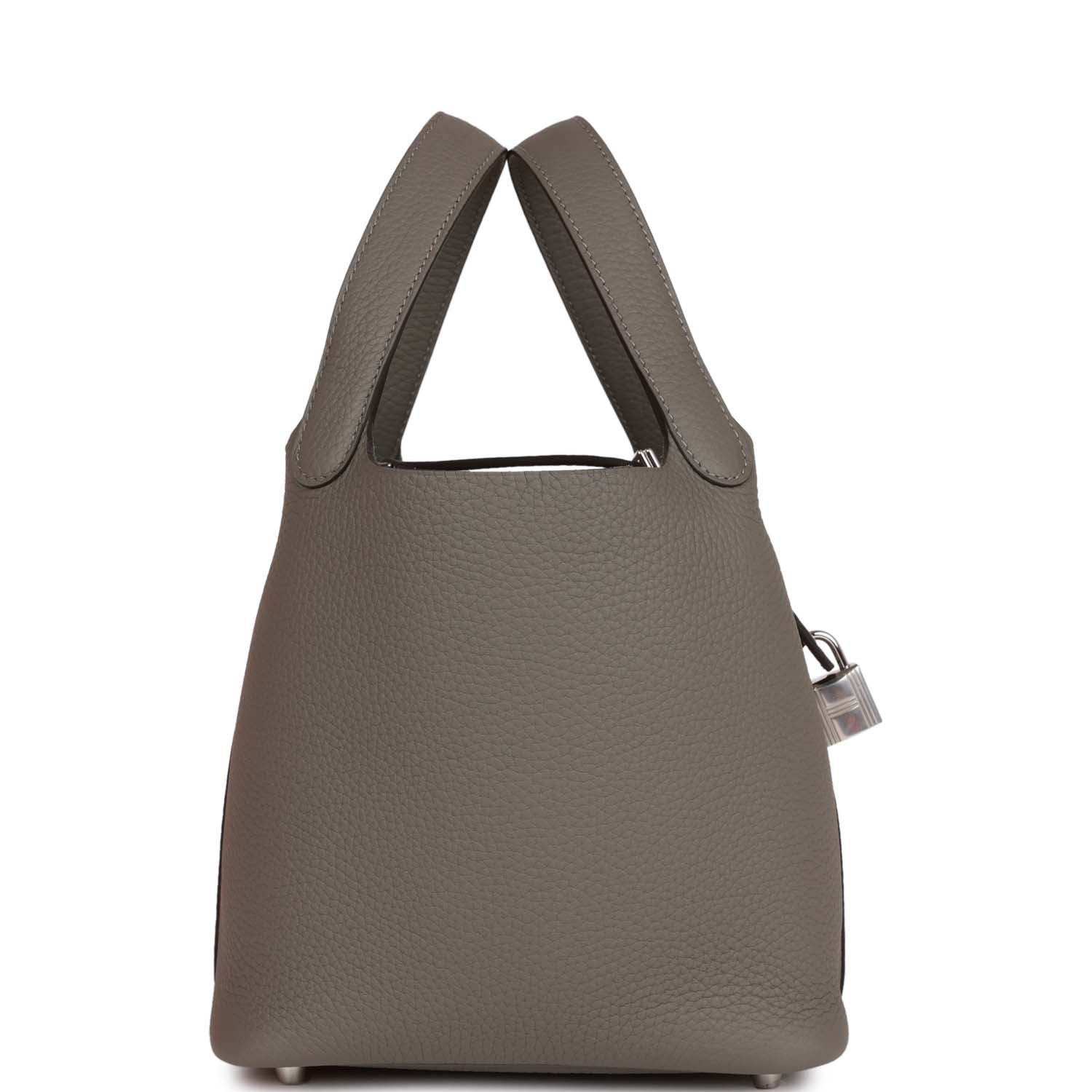 HERMES Picotin Lock 18 Gris Meyer Clemence Palladium Hardware - FrasersFashion