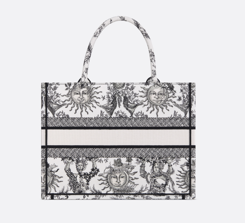 Dior Book Tote  White anDior Black Toile de Jouy Soleil Embroidery - FrasersFashion