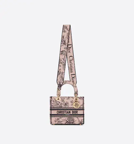 MEDIUM LADY D-LITE BAG Powder Pink DIOR Jardin Botanique Embroidery - FrasersFashion