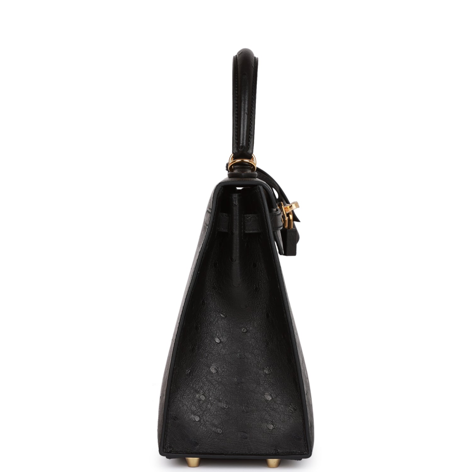 HERMES Kelly Sellier 25 Black OstricHERMES Gold Hardware - FrasersFashion