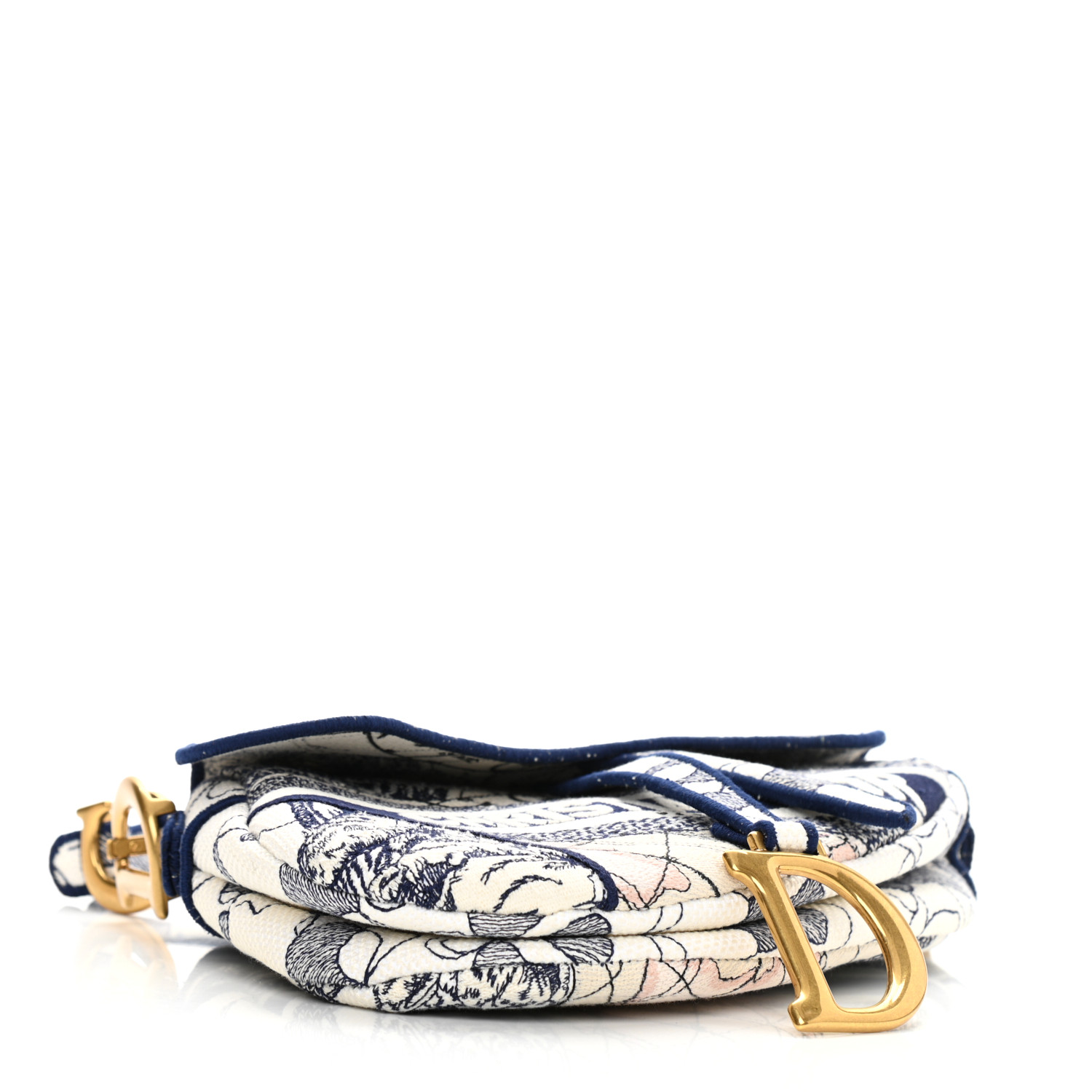 CHRISTIAN Dior Canvas EmbroidereDior ArounDior the WorlDior Saddle Bag Blue - FrasersFashion