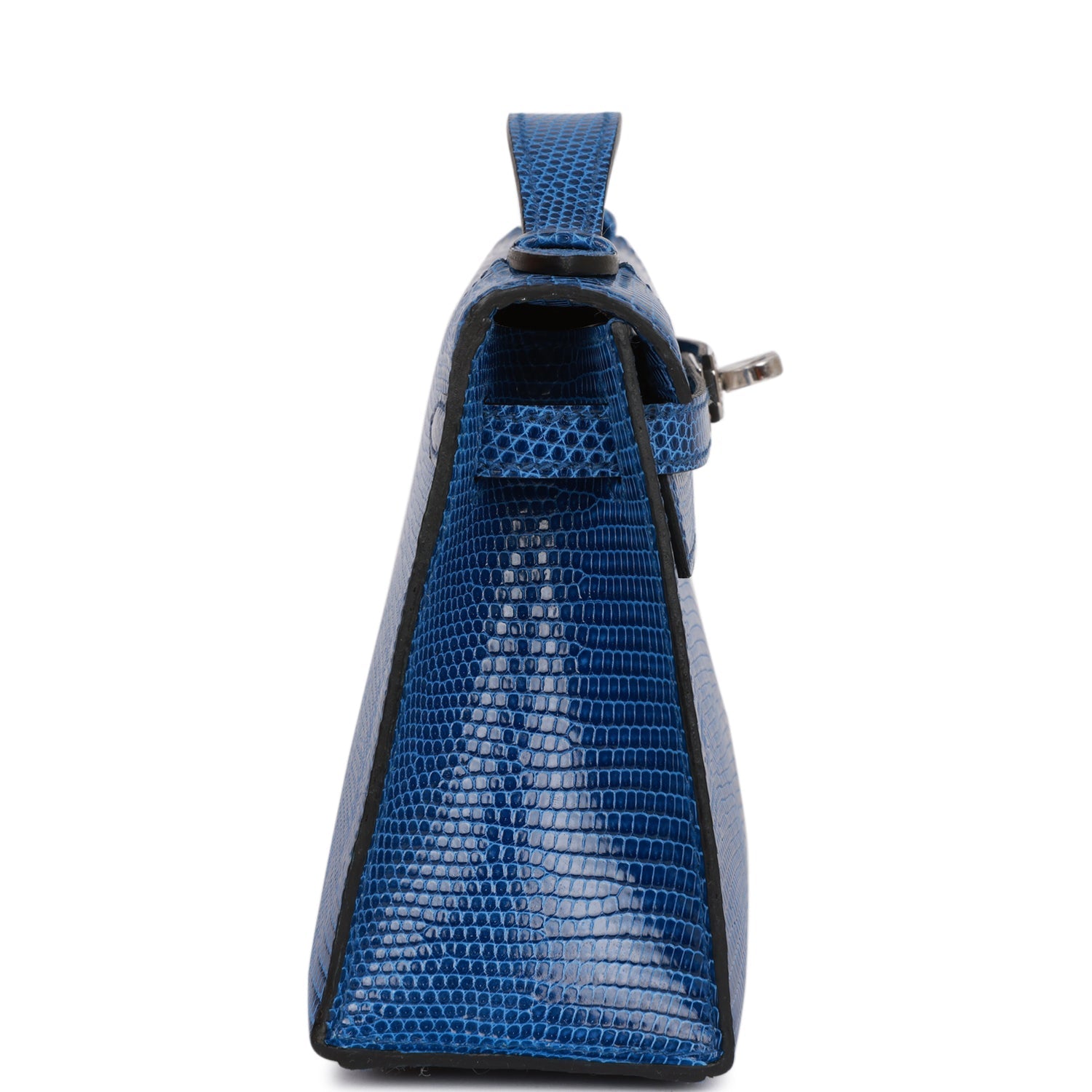 HERMES Kelly Pochette Bleu Saphir Lizard Palladium Hardware - FrasersFashion