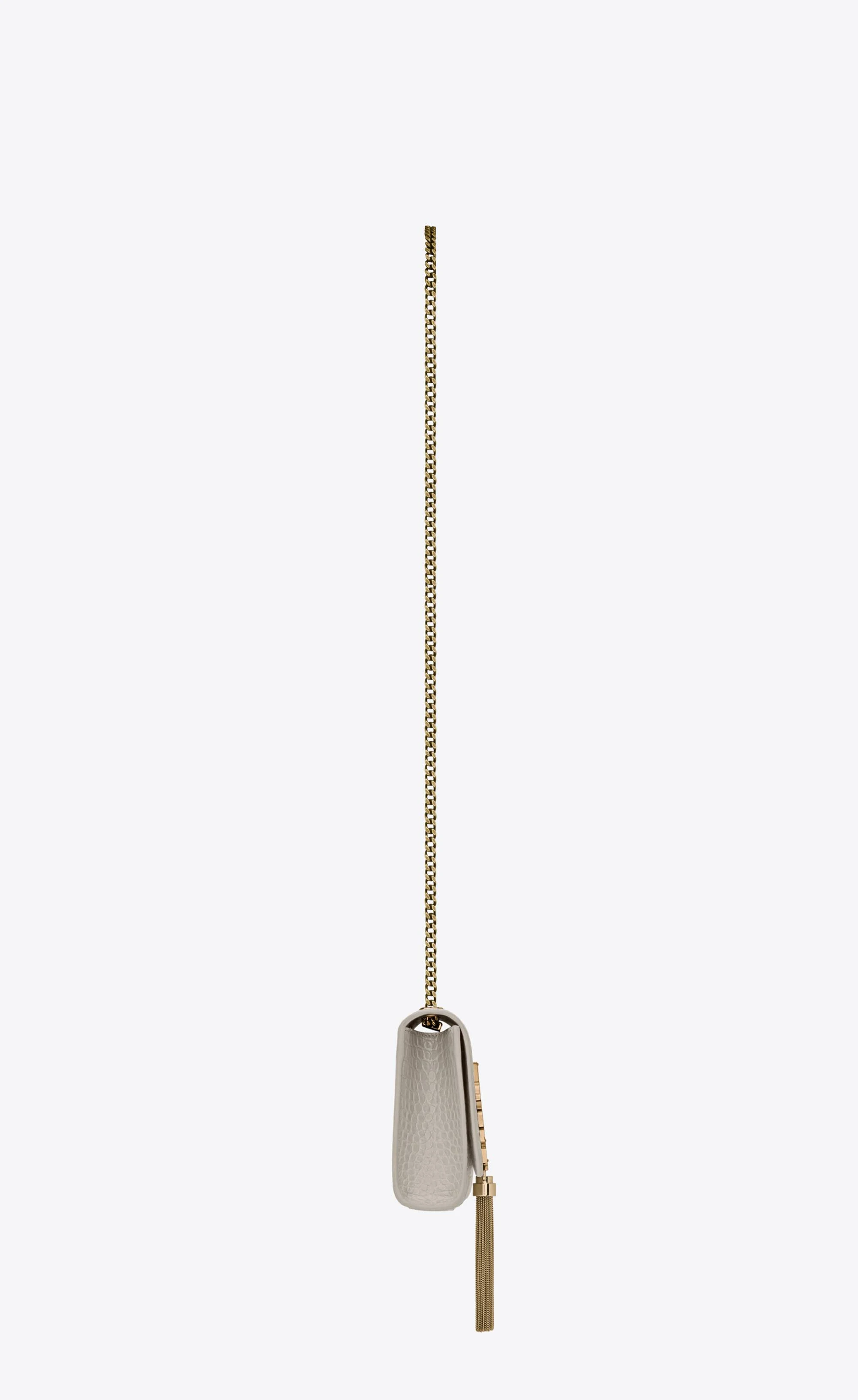 Saint Laurent Kate Small Chain Bag with Tassel in Crocodile Embossed ShinSaint Laurent Leather - FrasersFashion