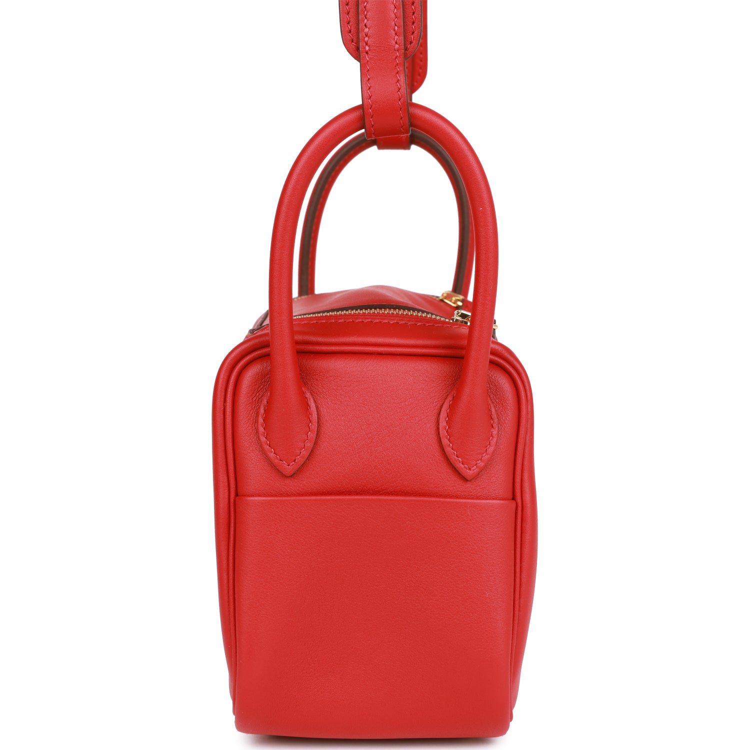 HERMES Mini Lindy Rouge Piment Swift Gold Hardware - FrasersFashion