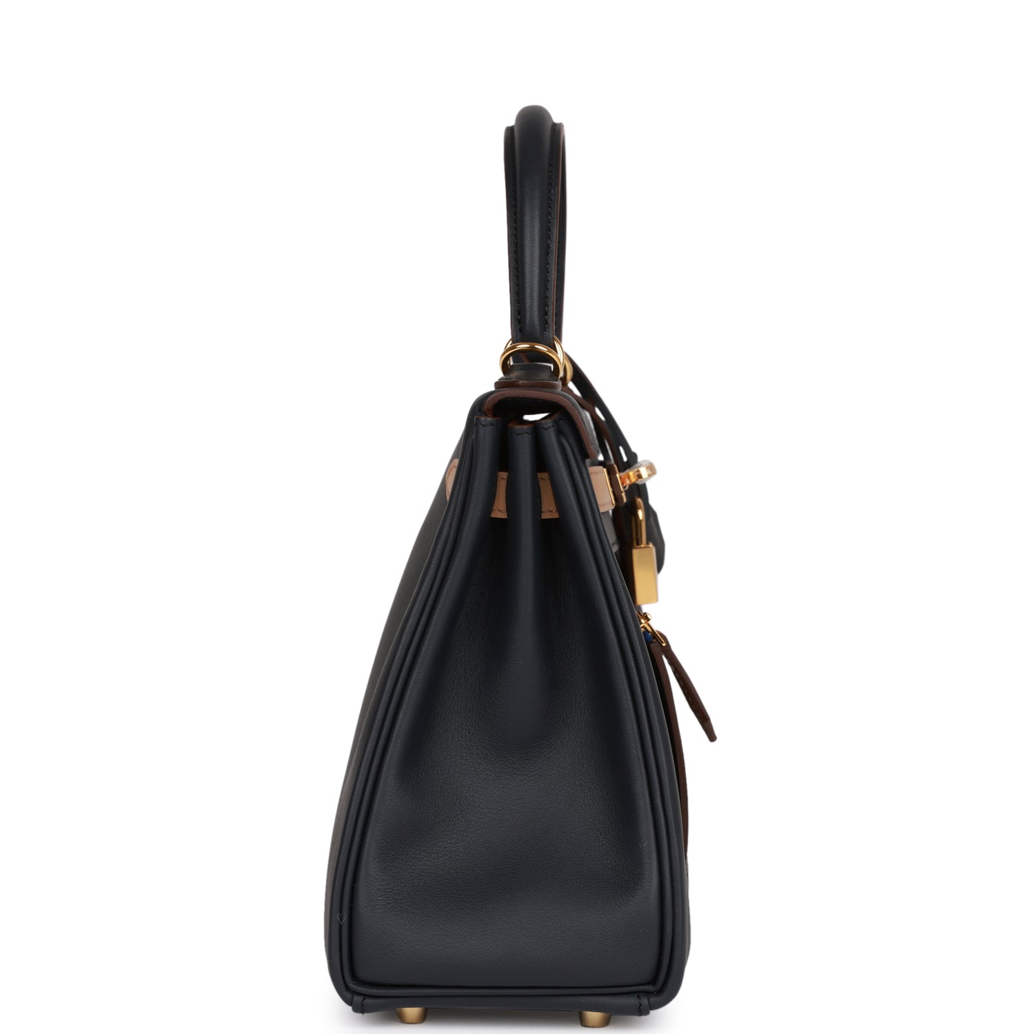 HERMES Colormatic Kelly Retourne 25 Caban, Black and Chai Swift Gold Hardware - FrasersFashion
