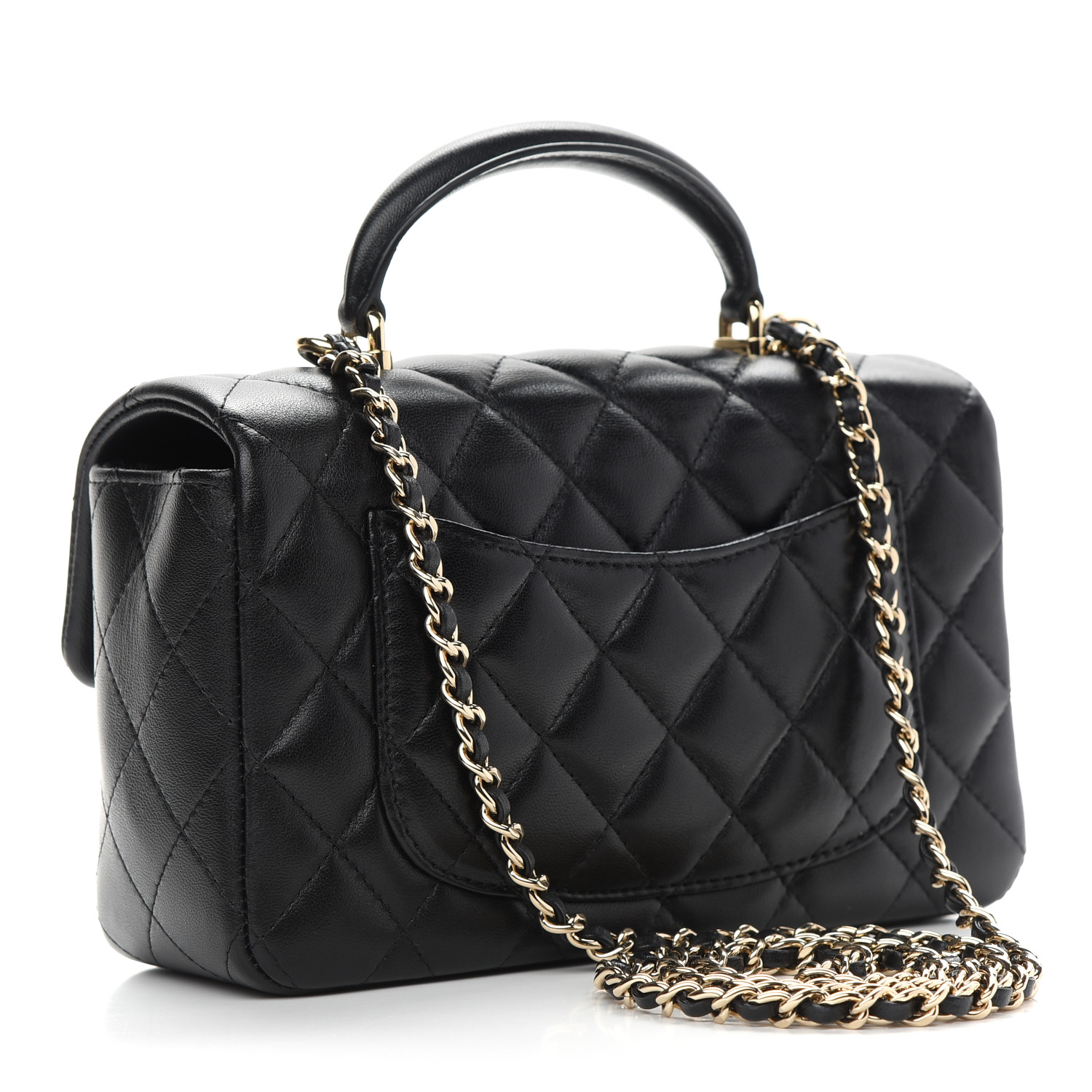 CHANEL Lambskin Quilted Mini Top Handle Rectangular Flap in Black - FrasersFashion