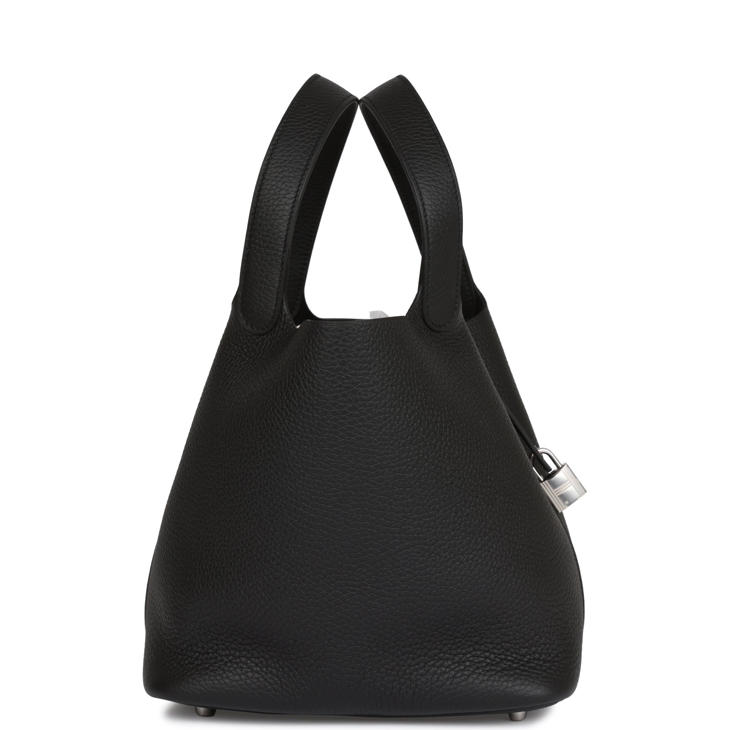 HERMES Black Clemence Picotin Lock 22cm Palladium Hardware - FrasersFashion