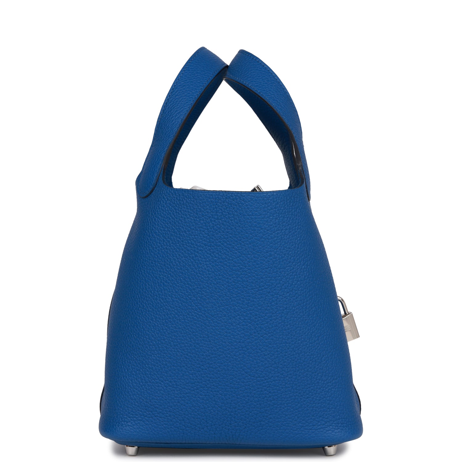 HERMES Picotin Lock 18 Bleu France Clemence Palladium Hardware - FrasersFashion