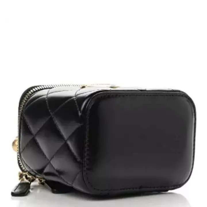 CHANEL Calfskin Quilted Mini Perfect Fit Vanity Case With Chain Black - FrasersFashion