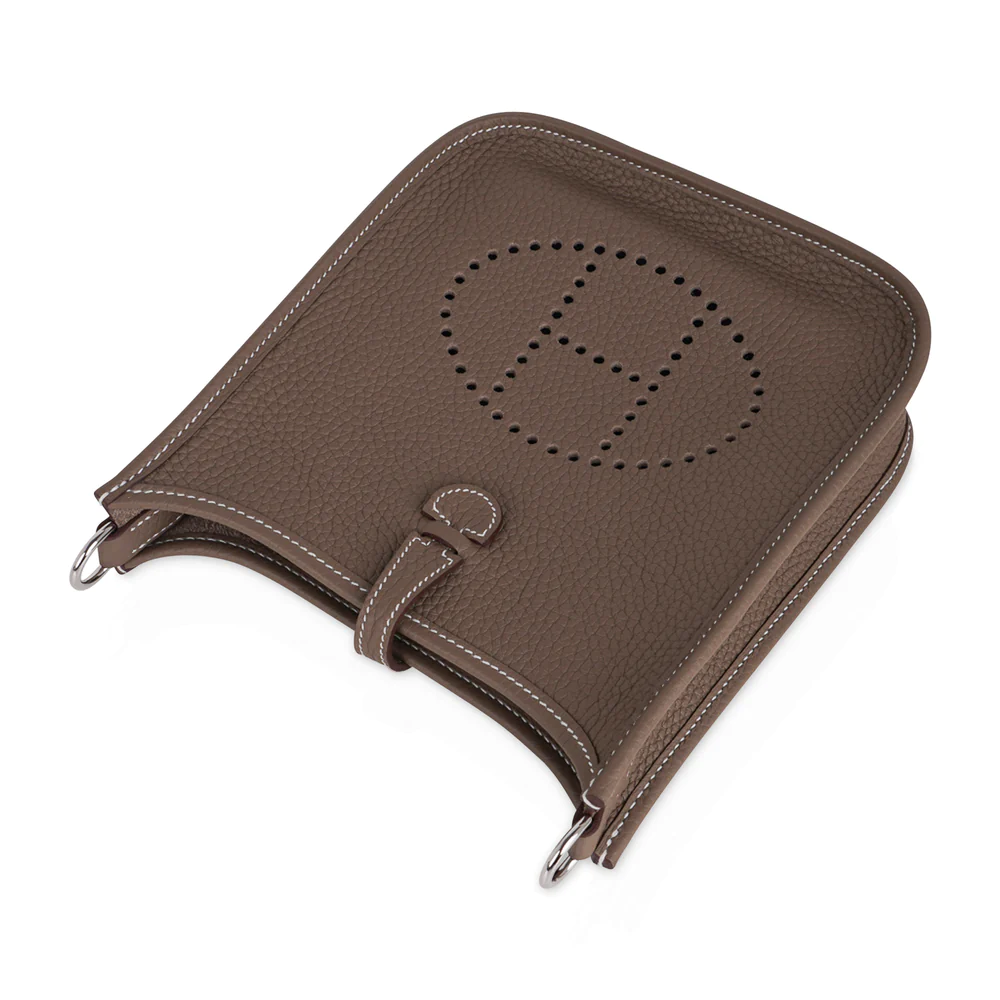 HERMES Evelyne TPM Etoupe Clemence silver Hardware - FrasersFashion