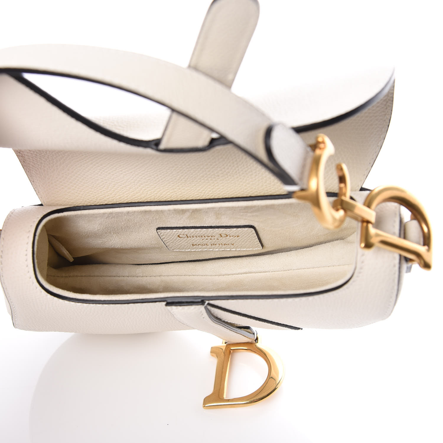 CHRISTIAN DIOR GraineDIOR Calfskin Saddle Bag White - FrasersFashion