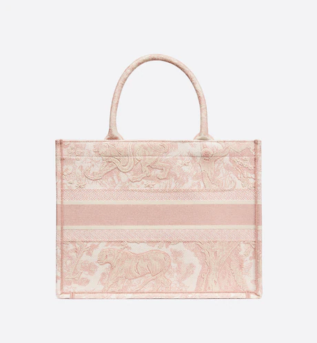 MEDIUM DIOR BOOK TOTE Pink Toile de Jouy Embroidery (36 x 27.5 x 16.5 cm) - FrasersFashion