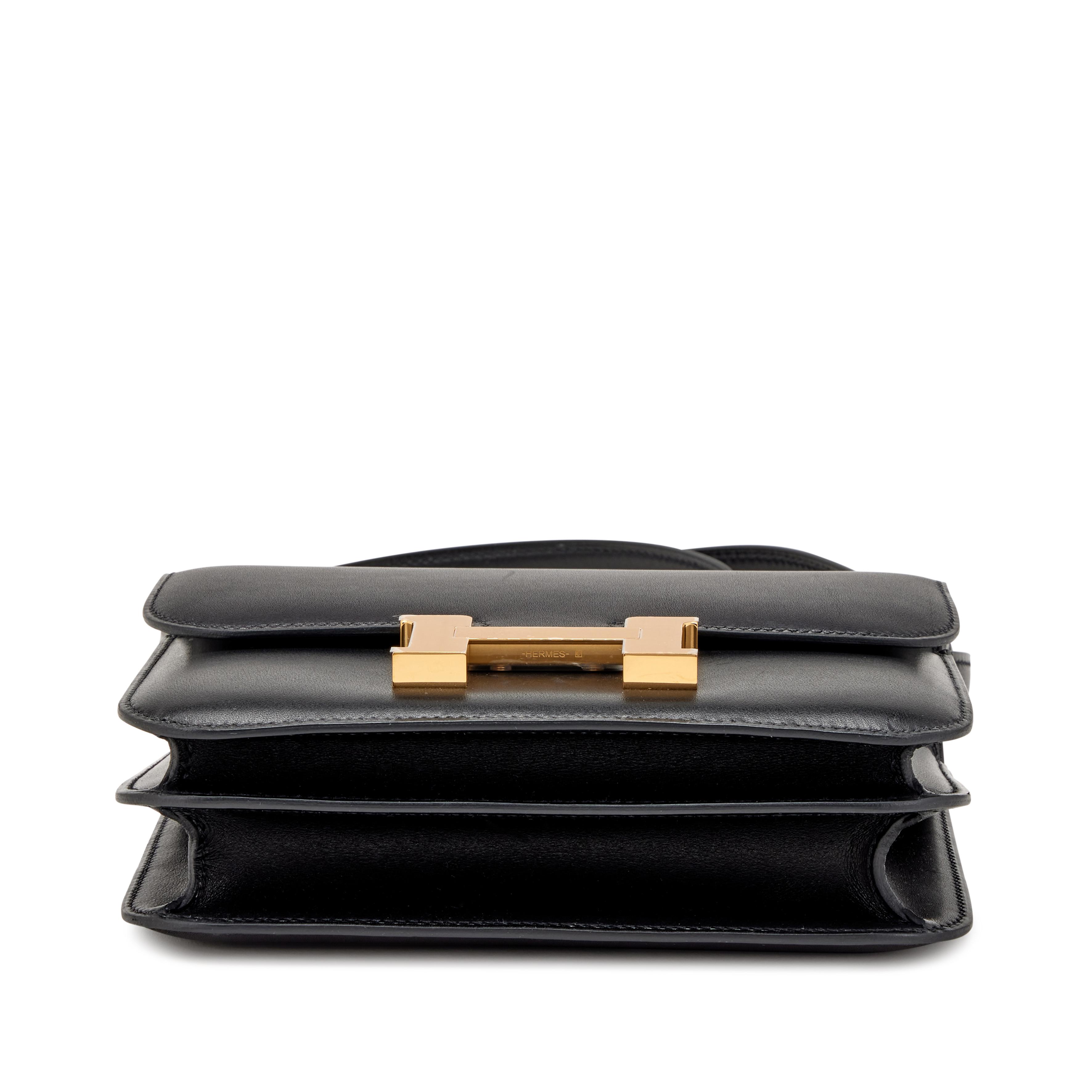 HERMES Constance Bag 18 Black Epsom Gold Hardware - FrasersFashion