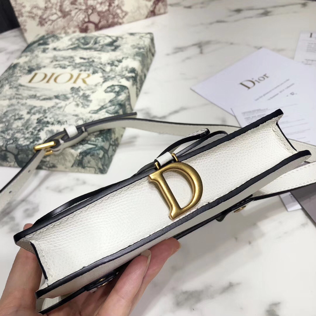 DIOR White Calfskin Saddle Belt Bag - FrasersFashion