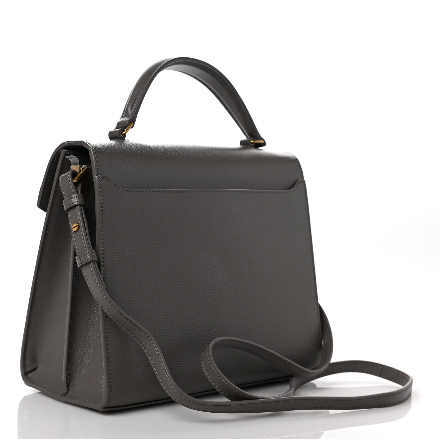 Saint Laurent Cassandra Medium Top Handle in Box Saint Laurent Leather and Suede - FrasersFashion
