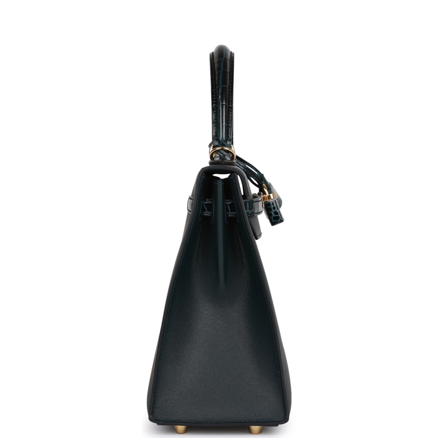 HERMES Kelly Sellier 25 Vert Rousseau Madame and Shiny Niloticus Crocodile ToucHERMES Gold Hardware - FrasersFashion