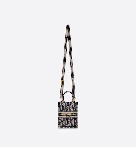 MINI DIOR BOOK TOTE PHONE BAG Blue DIOR Oblique Embroidery (13 x 18 x 5 cm) - FrasersFashion