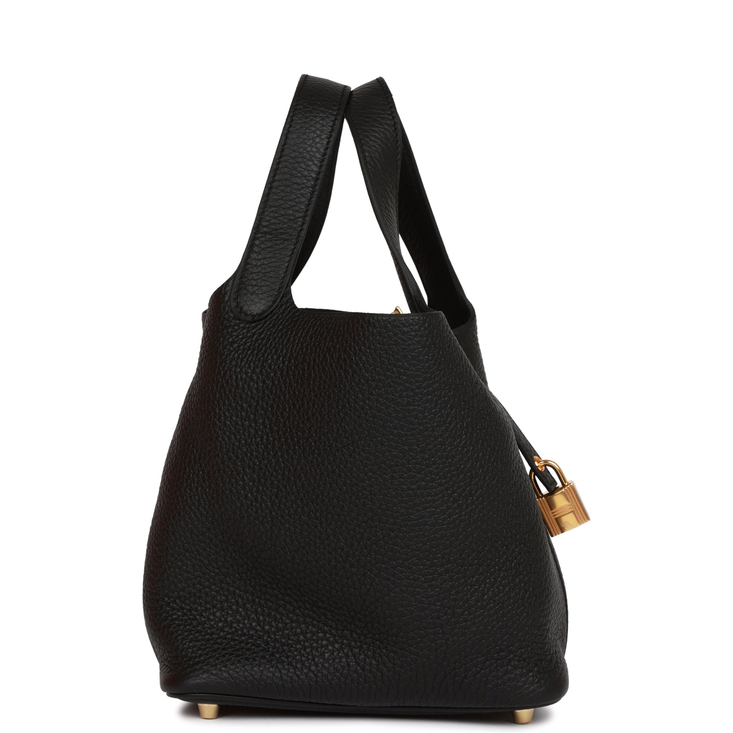 HERMES Picotin Lock 18 Black Clemence Gold Hardware - FrasersFashion