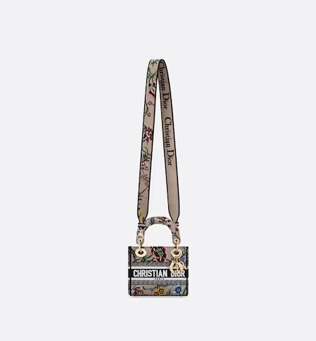 MINI LADY D-LITE BAG Pink Multicolor DIOR Petites Fleurs Embroidery - FrasersFashion