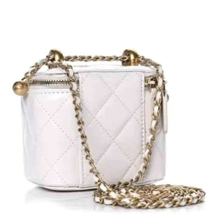 CHANEL Calfskin Quilted Mini Perfect Fit Vanity Case With Chain White - FrasersFashion