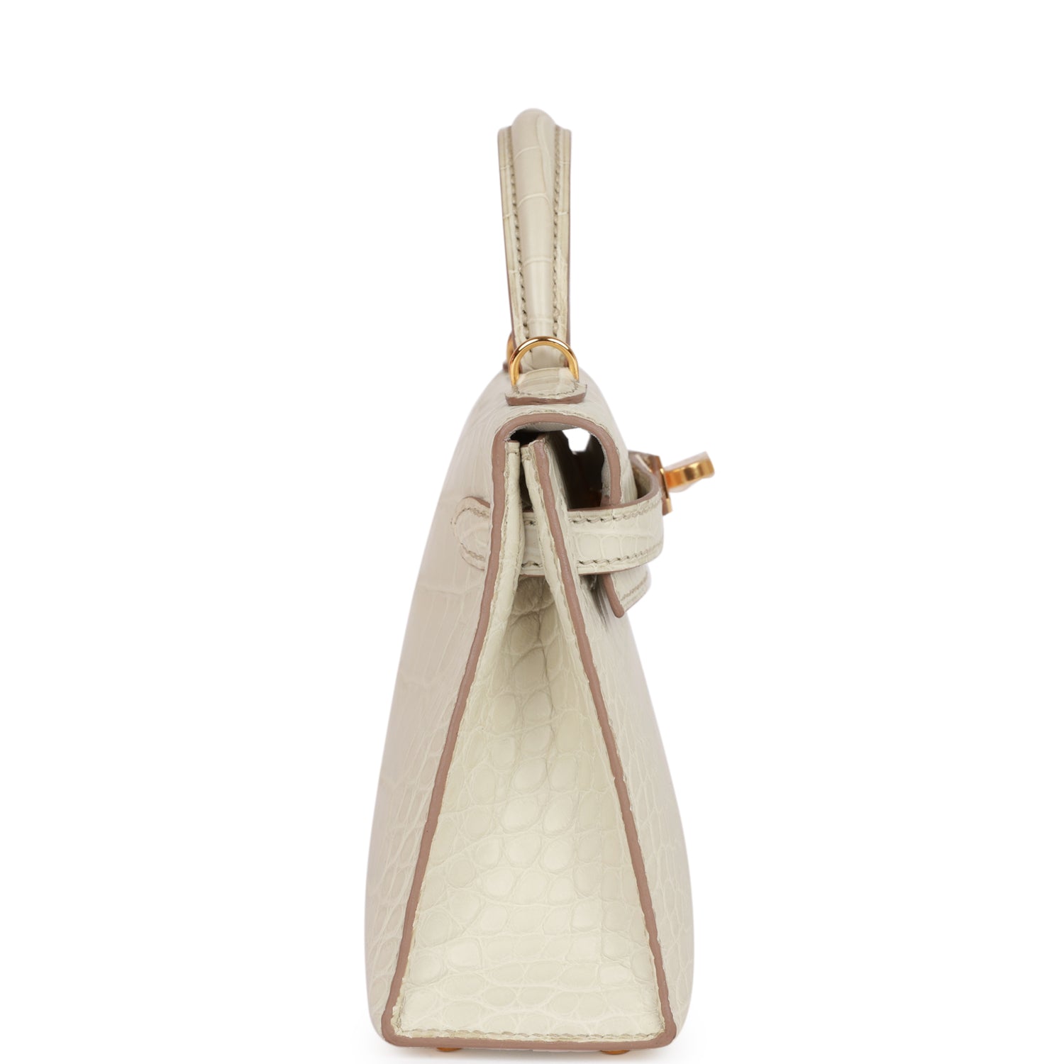 HERMES Kelly Sellier 20cm Beton Matte Alligator Gold Hardware - FrasersFashion
