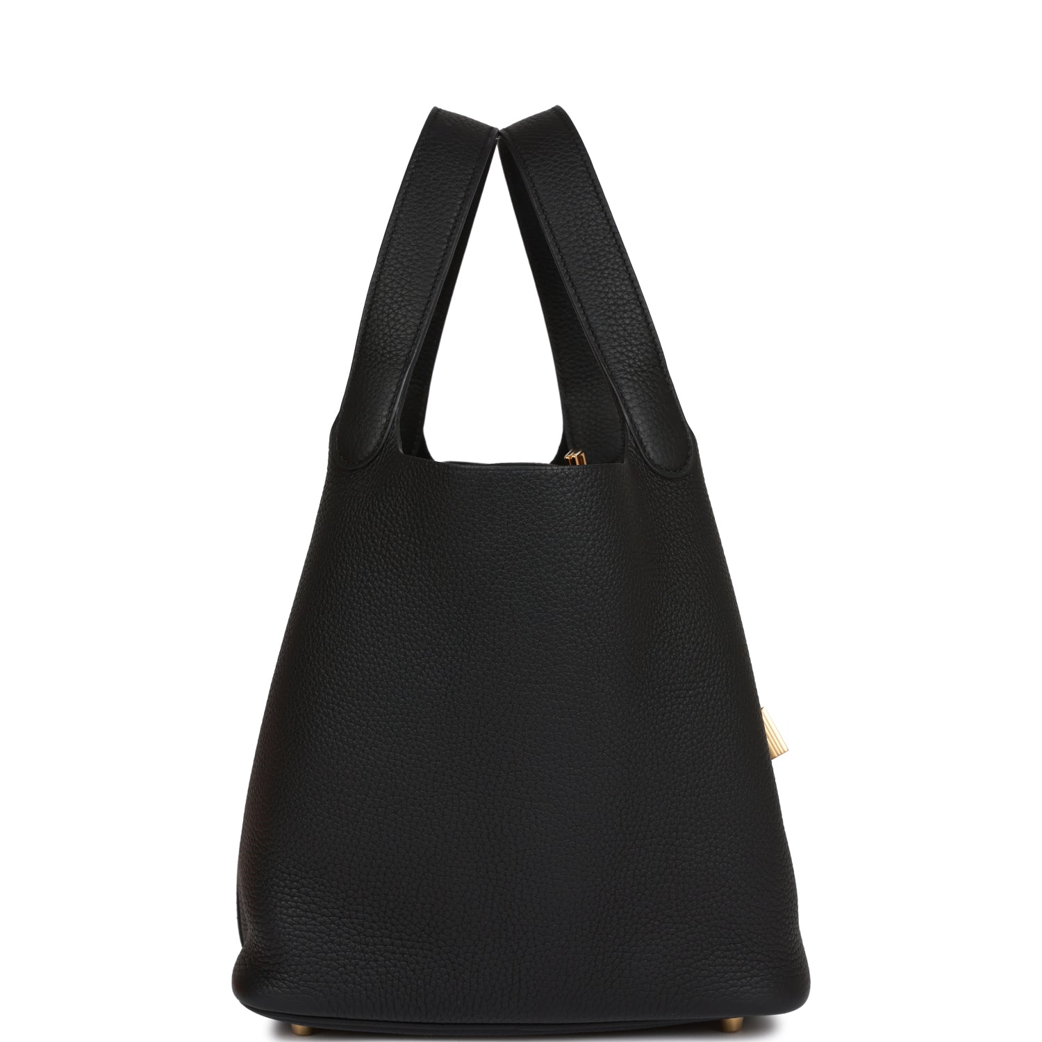 HERMES Picotin Lock 22 Black Clemence Gold Hardware - FrasersFashion