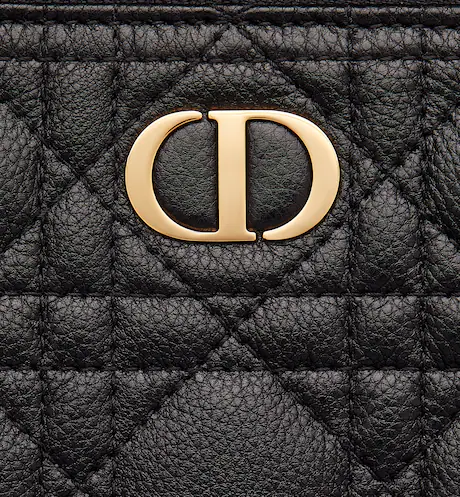 LARGE DIOR CARO DAILY POUCH Black Supple Cannage Calfskin - FrasersFashion