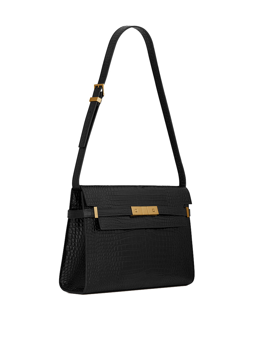 Saint Laurent Manhattan Shoulder Bag in Crocodile Embossed ShinSaint Laurent Leather - FrasersFashion