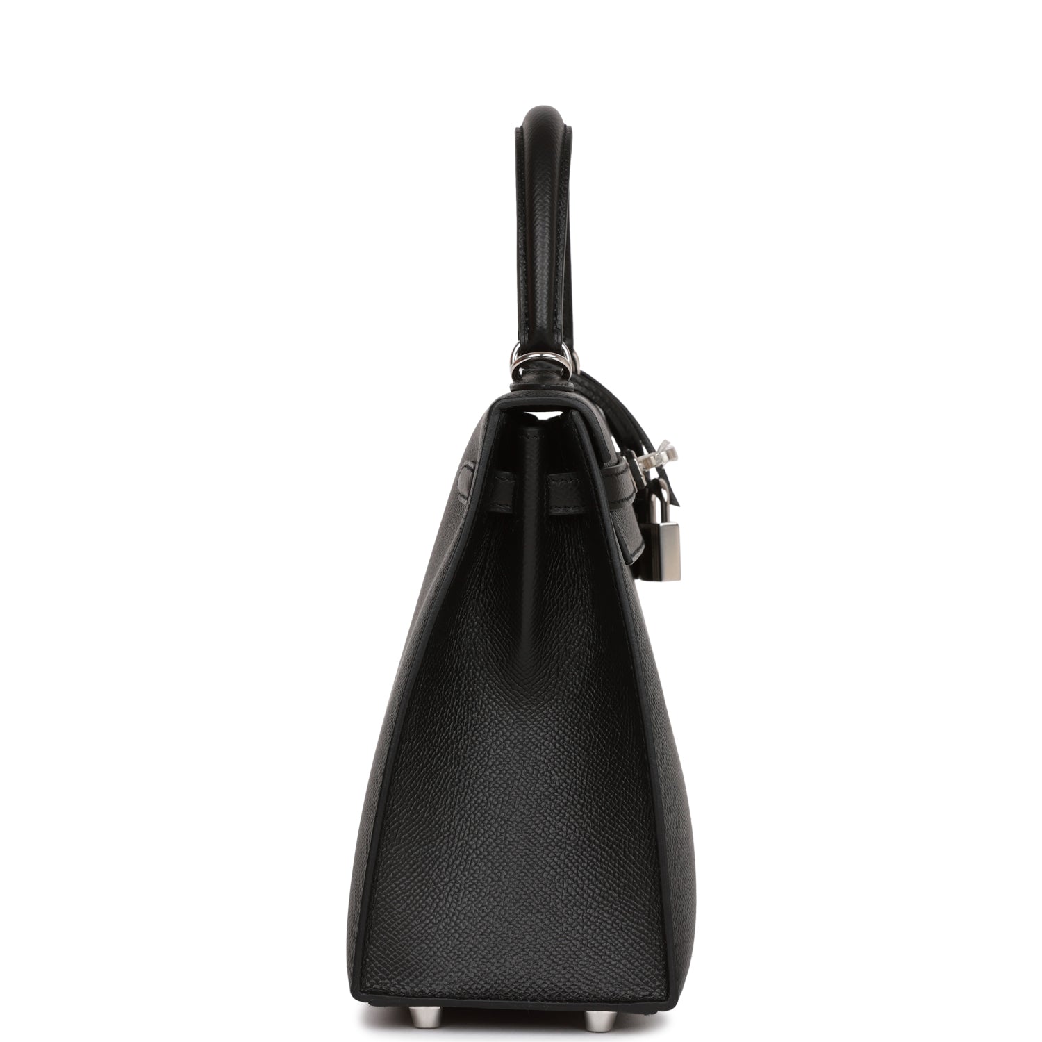 HERMES Kelly Sellier 25 Black Epsom Palladium Hardware - FrasersFashion