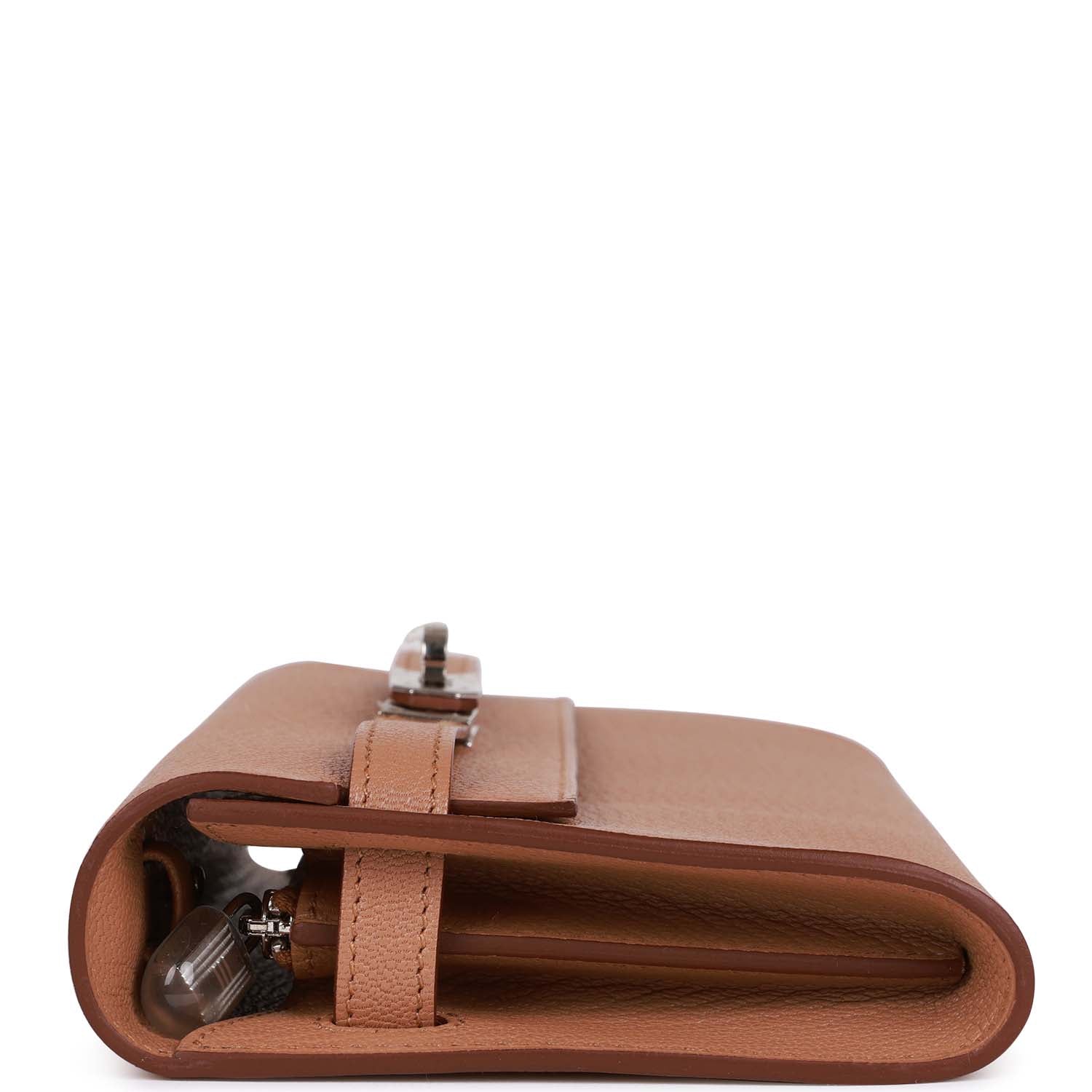HERMES Kelly Wallet To Go Quebracho Chevre Palladium Hardware - FrasersFashion