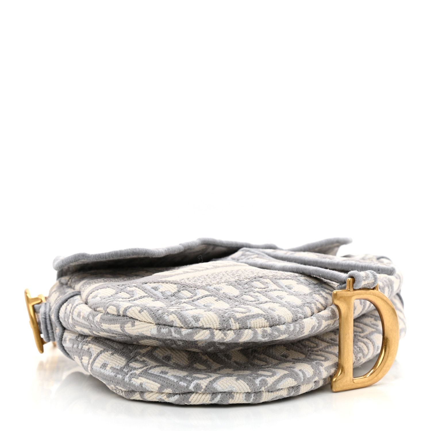 CHRISTIAN DIOR Oblique EmbroidereDIOR Saddle Bag Gray - FrasersFashion