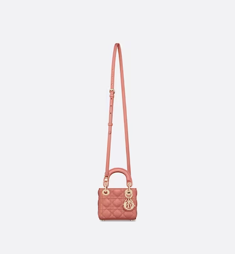 MICRO LADY DIOR BAG Ethereal Pink Cannage Lambskin - FrasersFashion