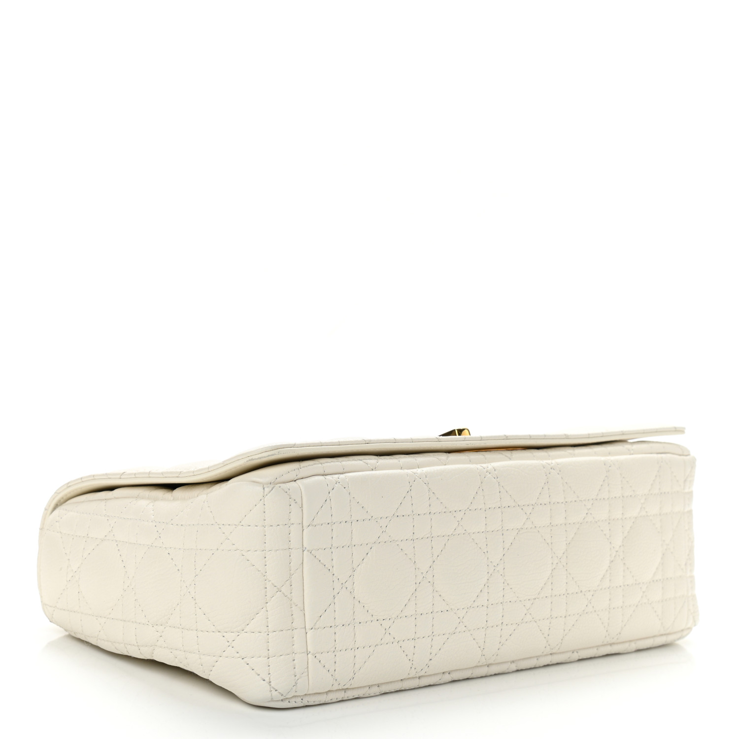 CHRISTIAN DIOR Lambskin Cannage Large Caro Bag Ivory - FrasersFashion