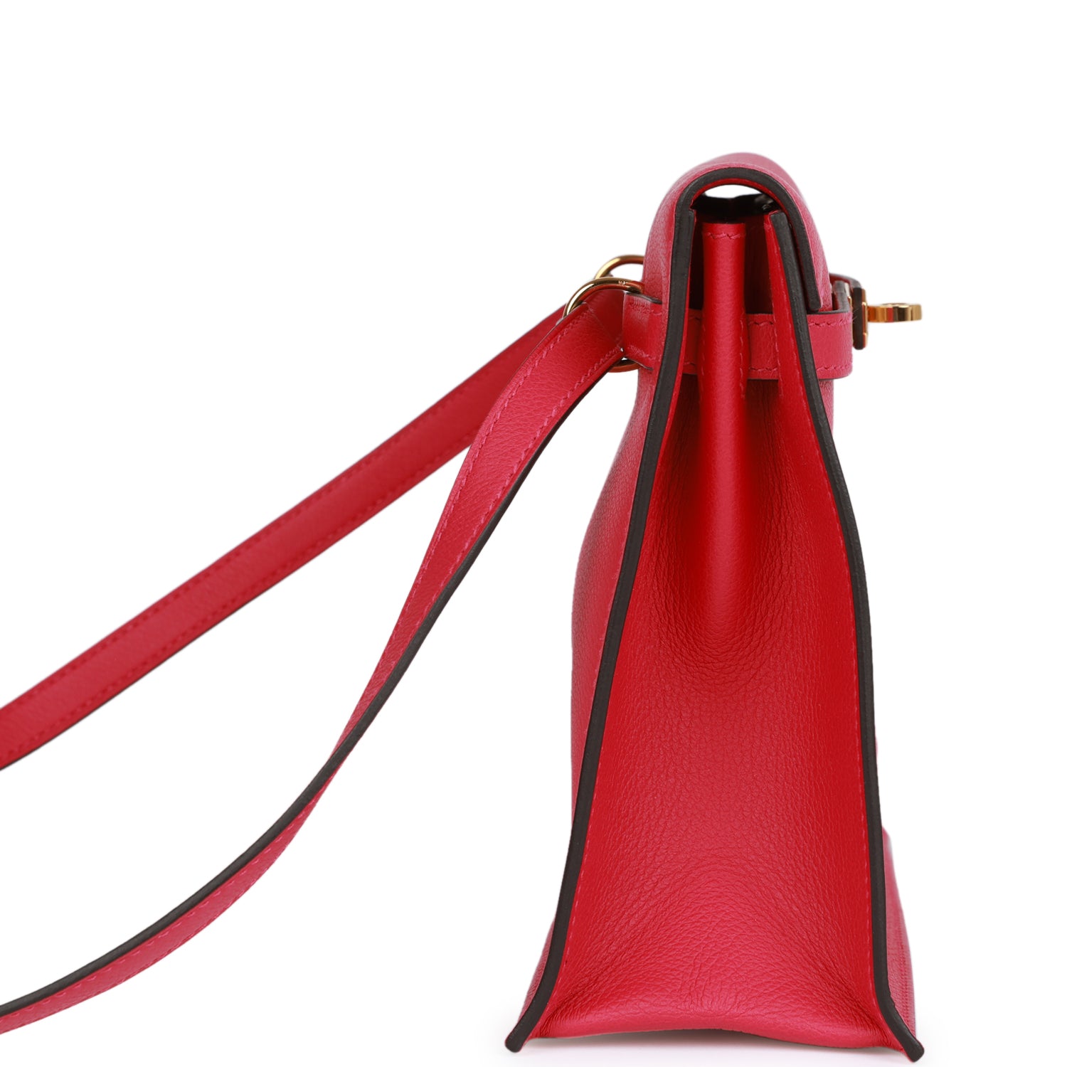 HERMES Kelly Danse Framboise Evercolor Gold Hardware - FrasersFashion