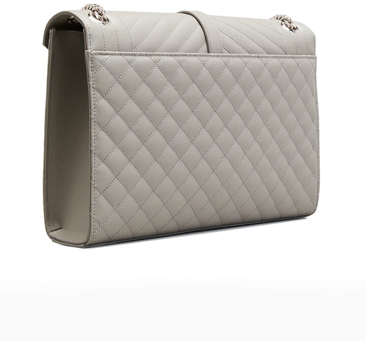 Saint Laurent Large Tri-Quilted Matelasse Grain De Poudre Flap 1424 Nero Multi, Women's, Shoulder Bags - FrasersFashion