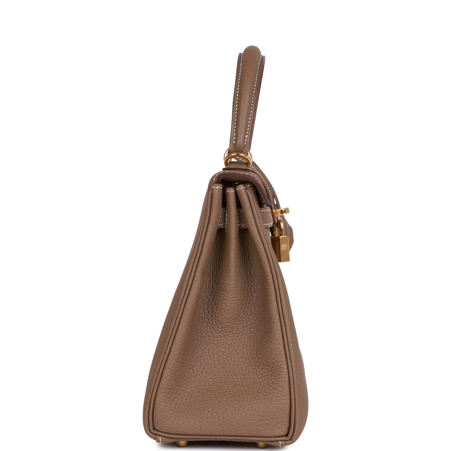 HERMES Kelly Retourne 25 Etoupe Togo Gold Hardware - FrasersFashion