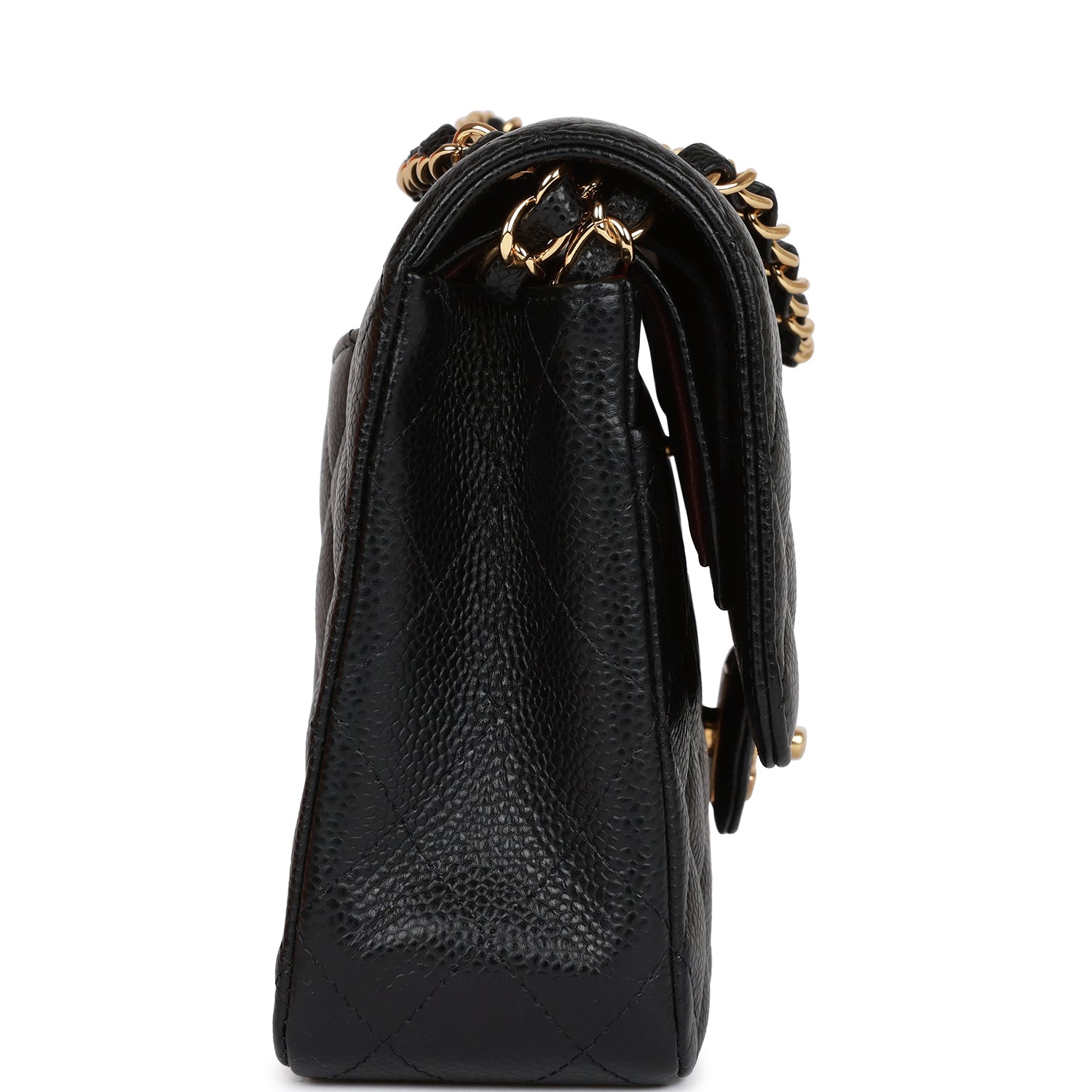 CHANEL Medium Classic Double Flap Bag Black Caviar Gold Hardware - FrasersFashion