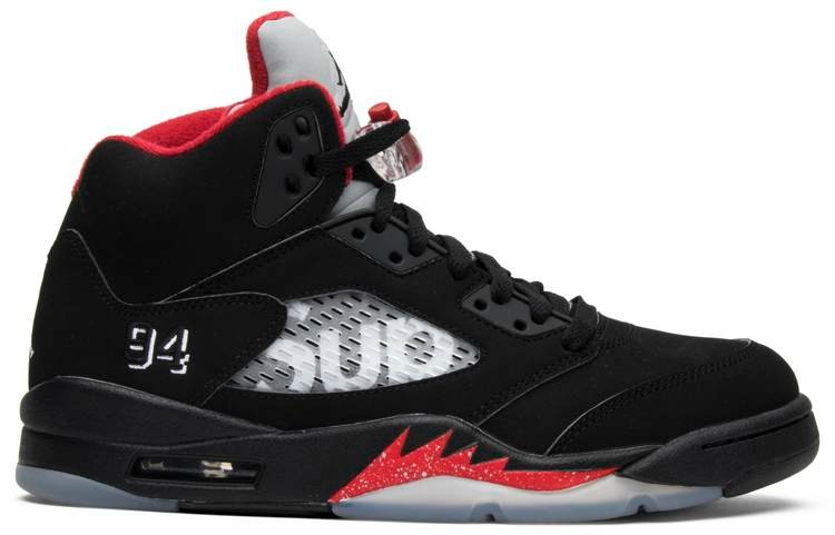 Supreme x Air Jordan 5 Retro  Black  824371-001 - FrasersFashion
